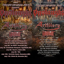 Artillery: tour estivo europeo con Onslaught e Hatriot