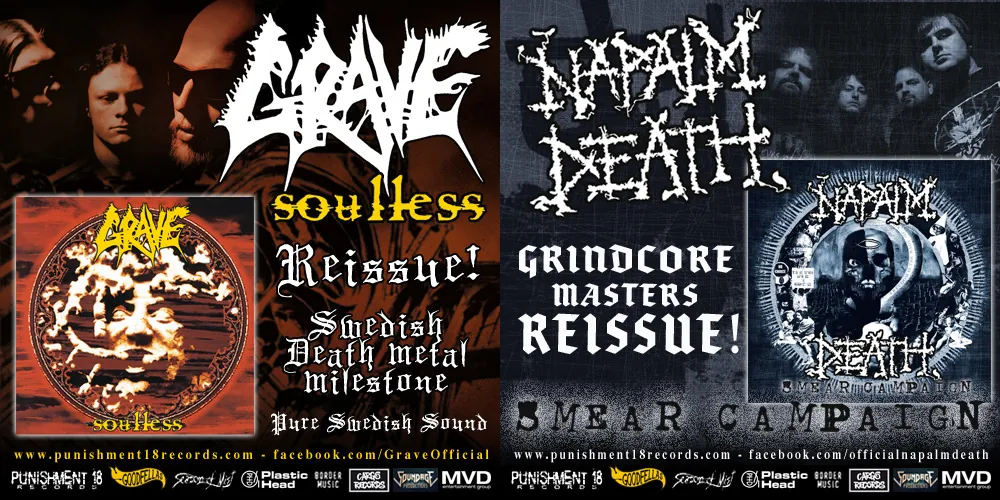 Napalm Death, Grave: ristampe di album storici da parte di Punishment 18 Records