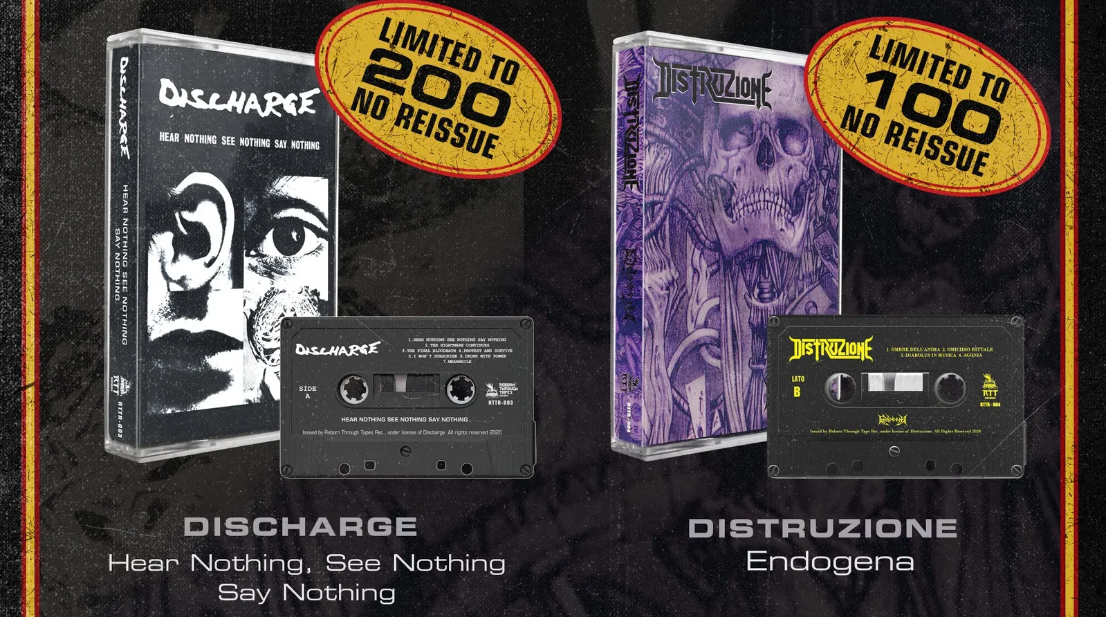 Discharge, Distruzione: nuove ristampe limitate in musicassetta