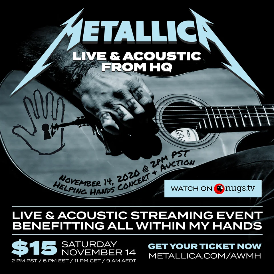Metallica: suoneranno un concerto acustico in streaming per beneficenza