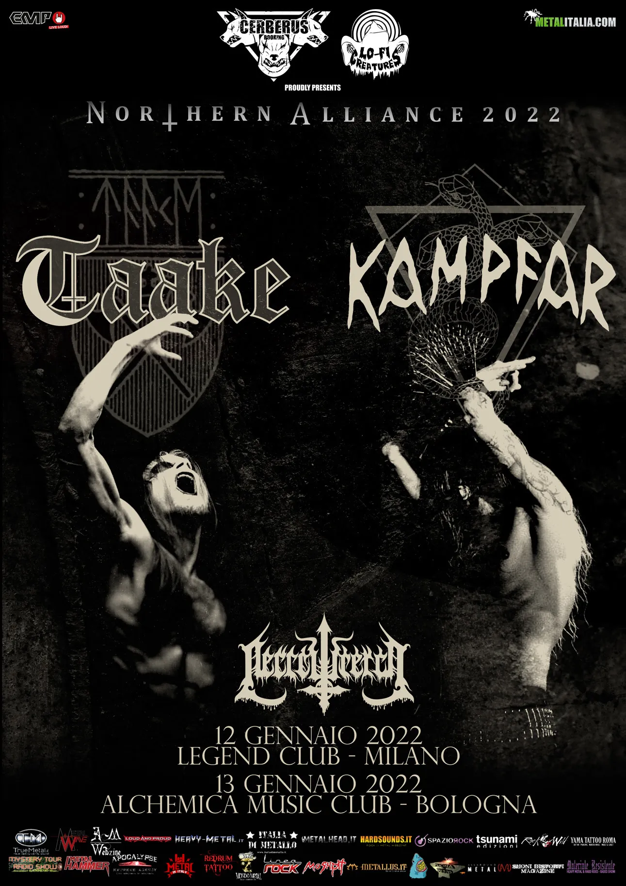 Taake, Kampfar: posticipate al 2022 le due date italiane ed il tour europeo