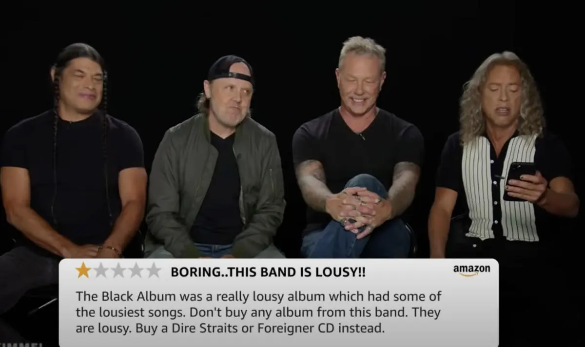 Metallica: leggono le recensioni da una stella su Amazon al Black Album al "Jimmy Kimmel Live!"