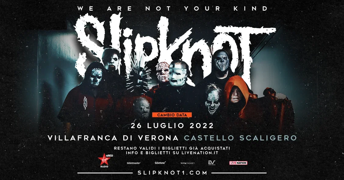 Slipknot: slitta a luglio 2022 la data al Castello Scaligero di Villafranca di Verona