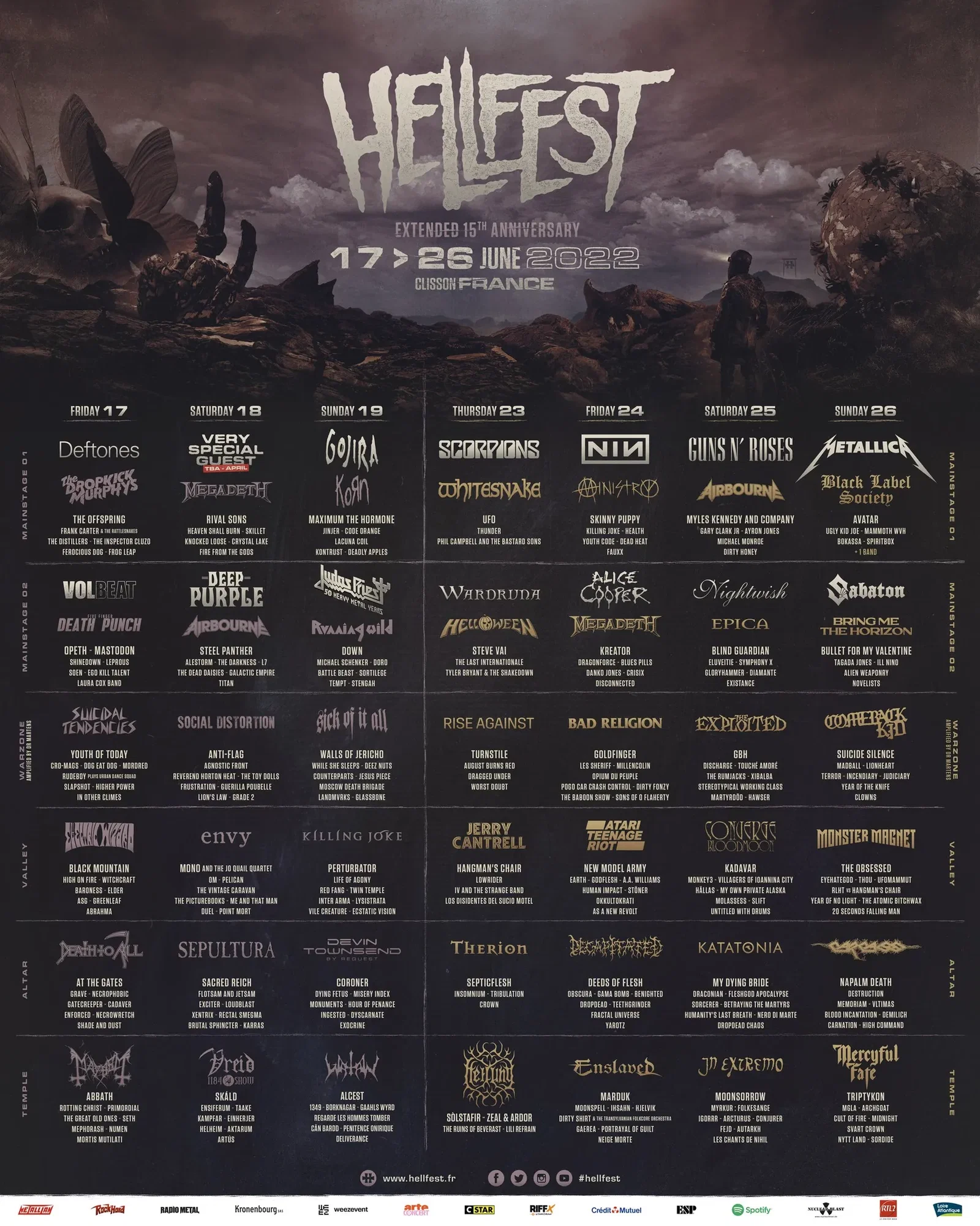 Hellfest 2022: aggiunti Gojira come headliner e Steve Vai, Jerry Cantrell, Sòlstafir e altri