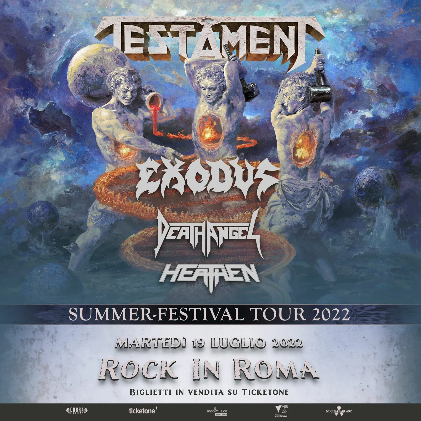Rock In Roma: i primi dettagli dell'evento con Testament, Exodus, Heathen e Death Angel