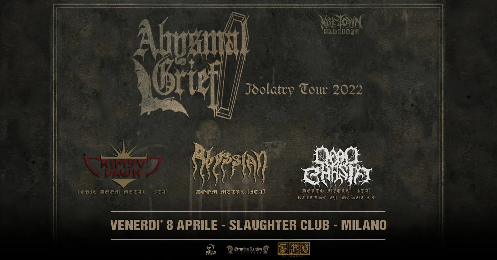 Abysmal Grief: dettagli e orari della data allo Slaughter di Milano