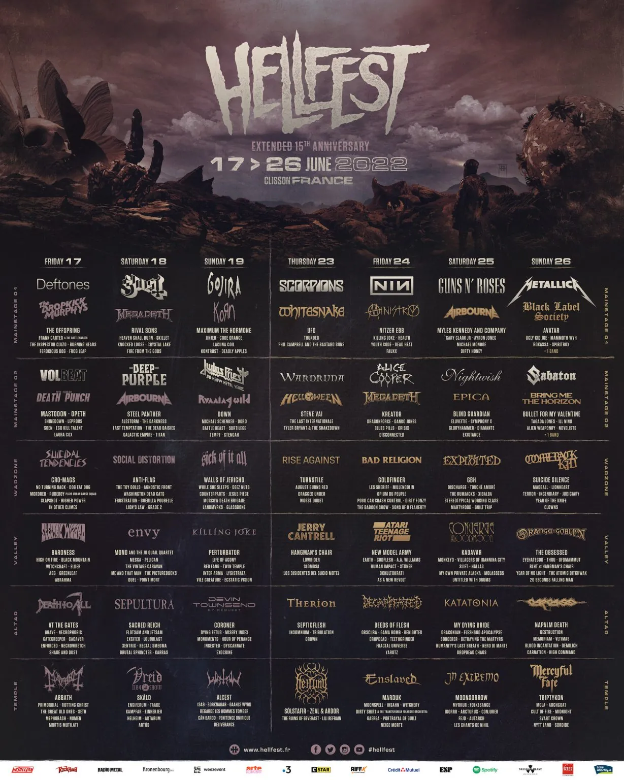 Hellfest 2022: annunciato l'ultimo headliner e il running order del festival