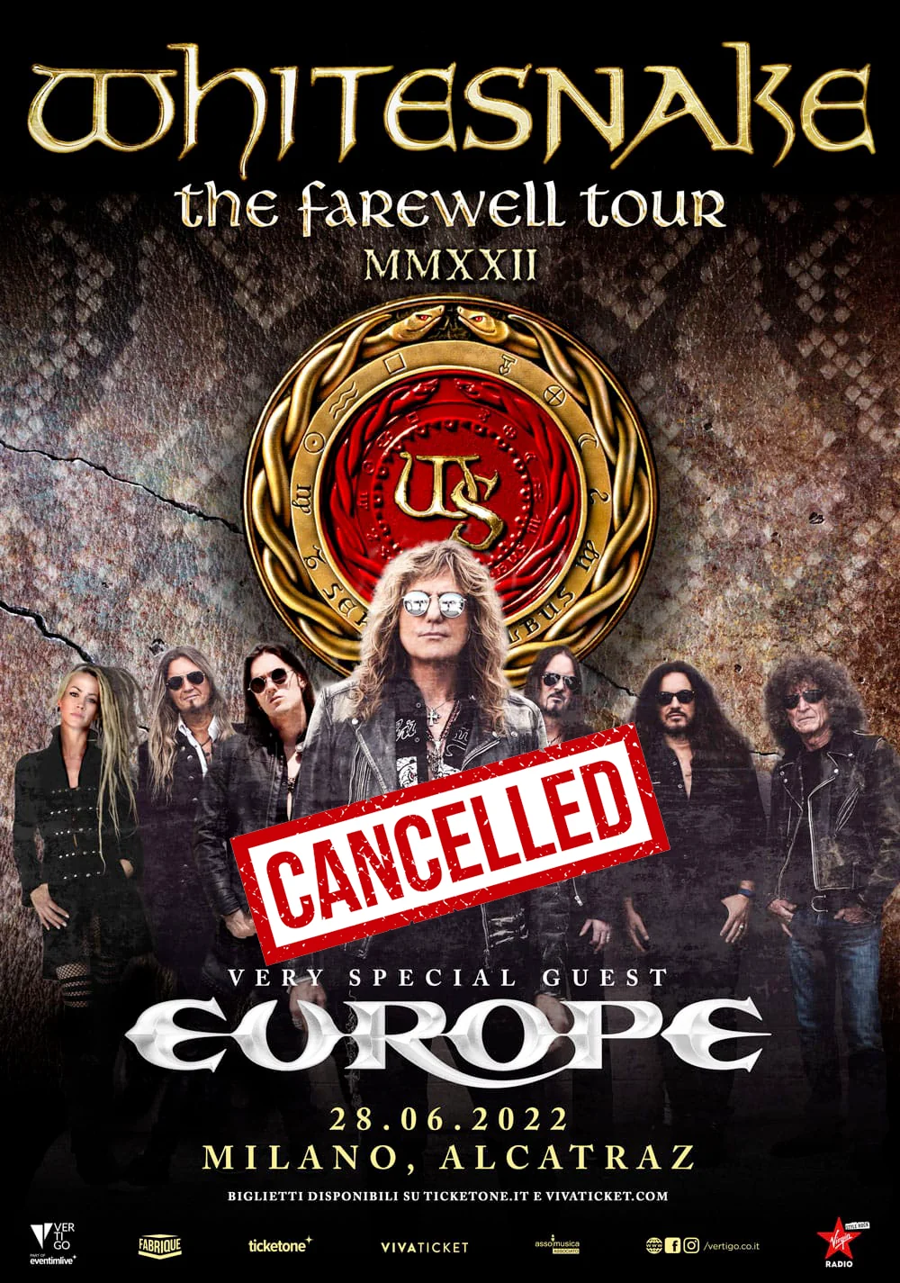 Whitesnake: cancellato lo show all'Alcatraz di Milano - info rimborsi.
