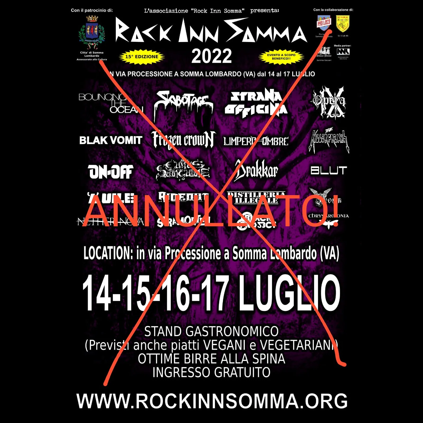 Rock Inn Somma: annullata la 15° edizione