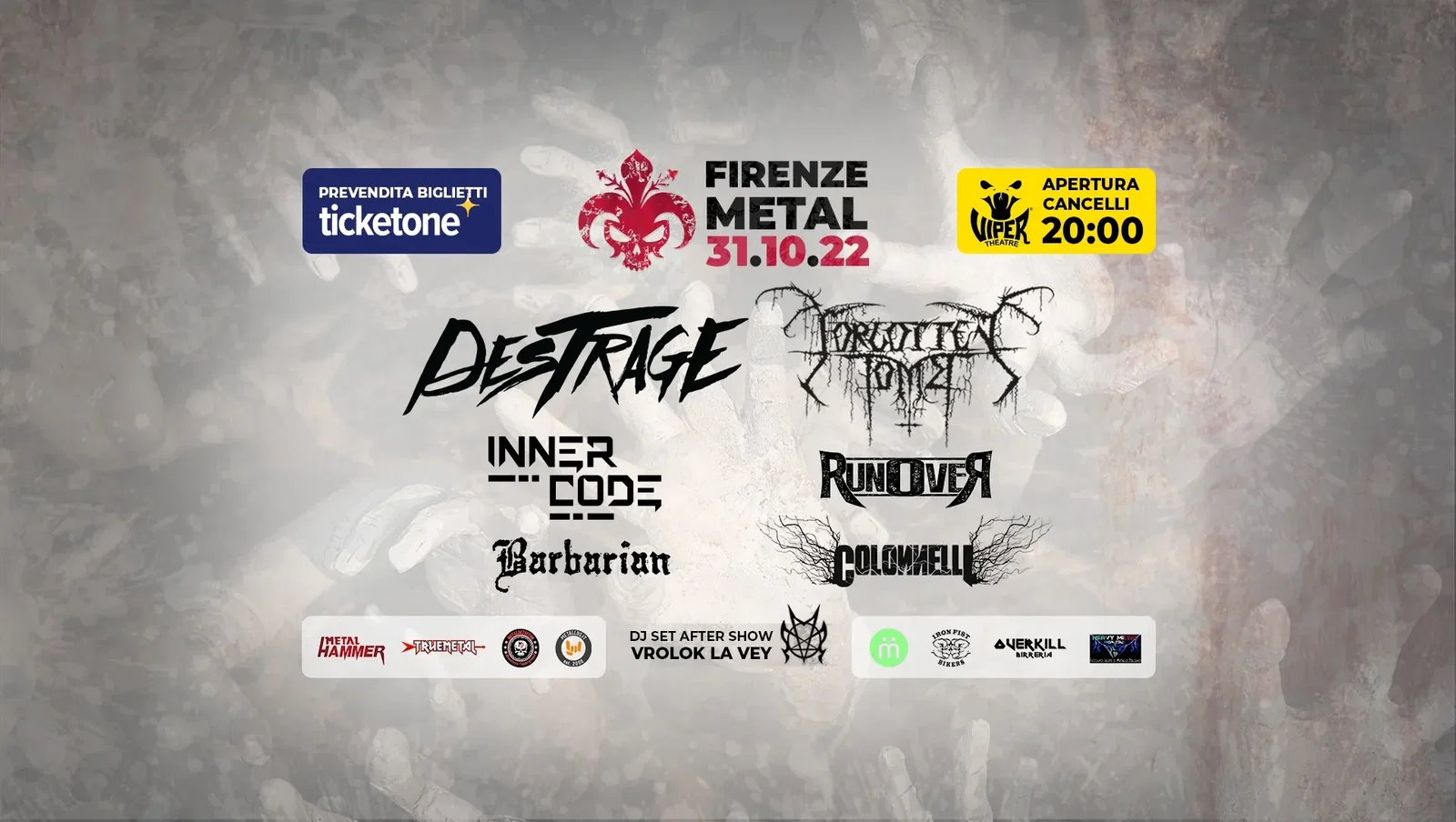 Firenze Metal: la line-up definitiva con Destrage, Forgotten Tomb, Inner Code, Runover, Barbarian e Colonnelli