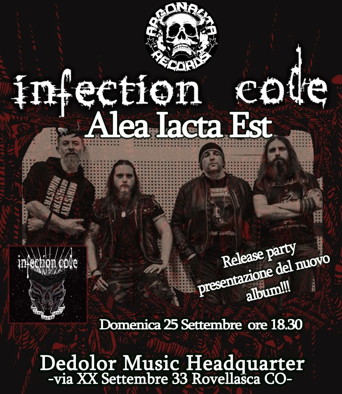 Infection Code: Domenica 25 Settembre il release party del nuovo "Alea Iacta Est" a Rovellasca (CO)