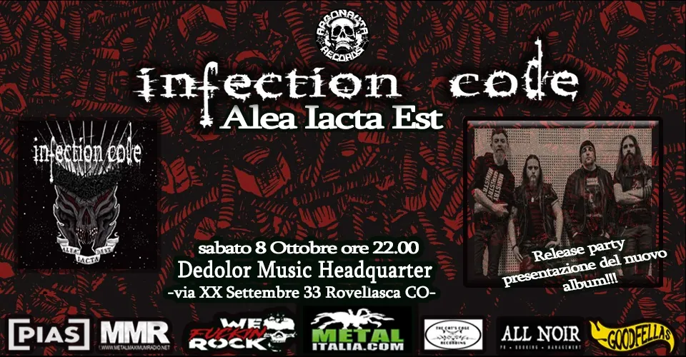 Infection Code: posticipato a Sabato 8 Ottobre il release party del nuovo album "Alea Iacta Est" a Rovellasca (CO)