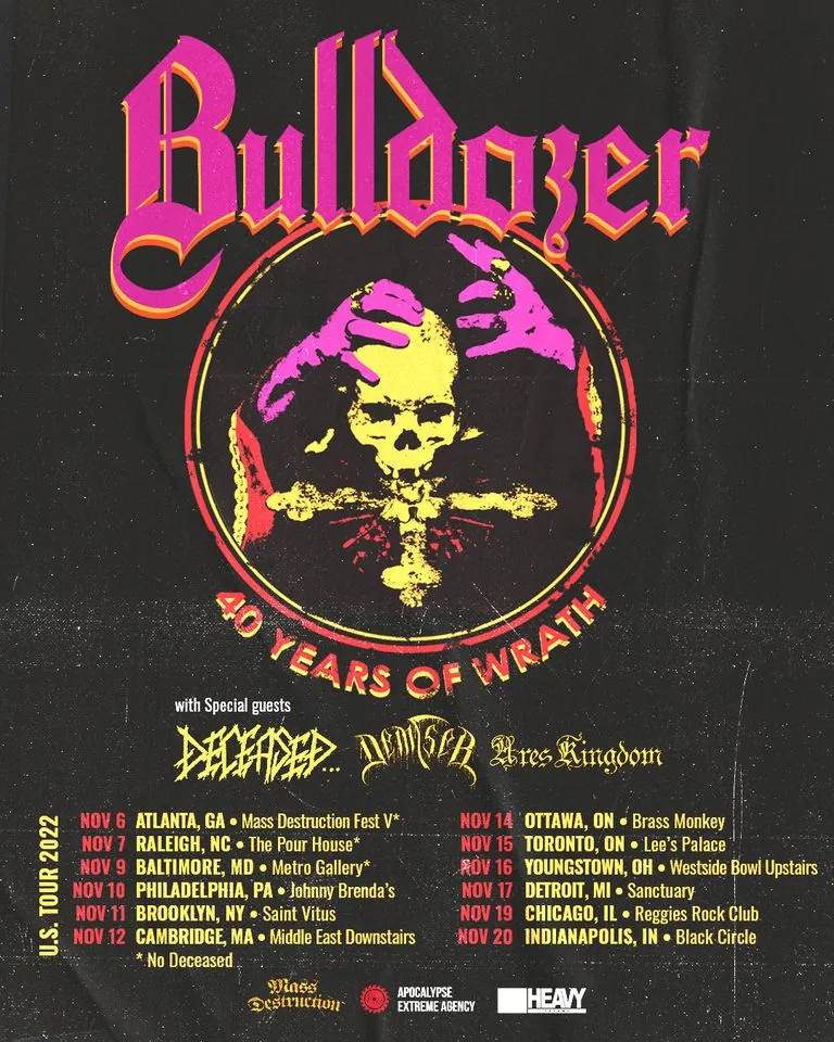Bulldozer: le date del tour nordamericano, stasera il primo show ad Atlanta
