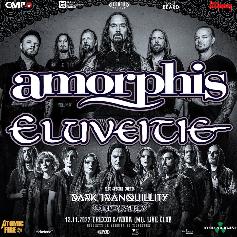 Live Report: Amorphis+Eluveitie+Dark Tranquillity+Nailed To Obscurity @Live, Trezzo Sull'Adda (MI) – 13/11/2022