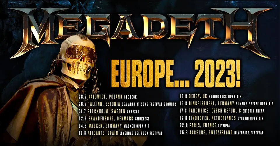 Megadeth: annunciano le date del tour europeo; al momento esclusa l'Italia