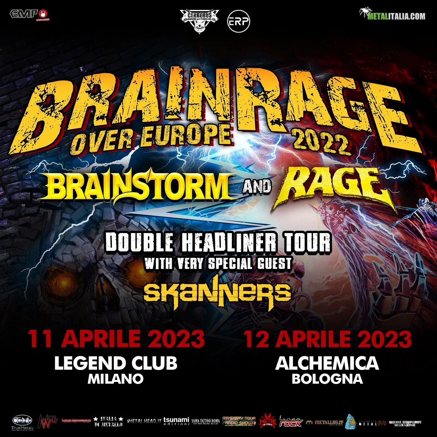 Rage, Brainstorm, Skanners: due date a Bologna e Milano ad aprile