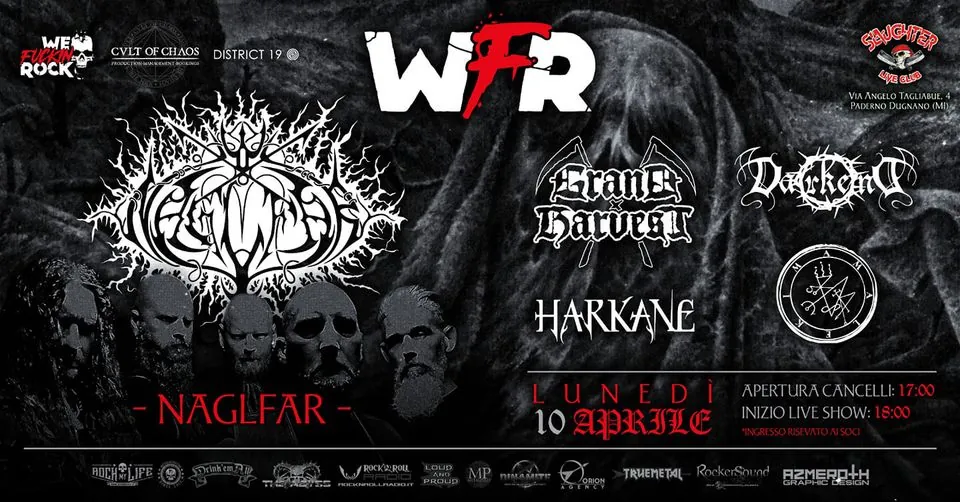 Naglfar: tutti i dettagli dell'unica data italiana con Grand Harvest, Darkend, Harkane e Amalekim