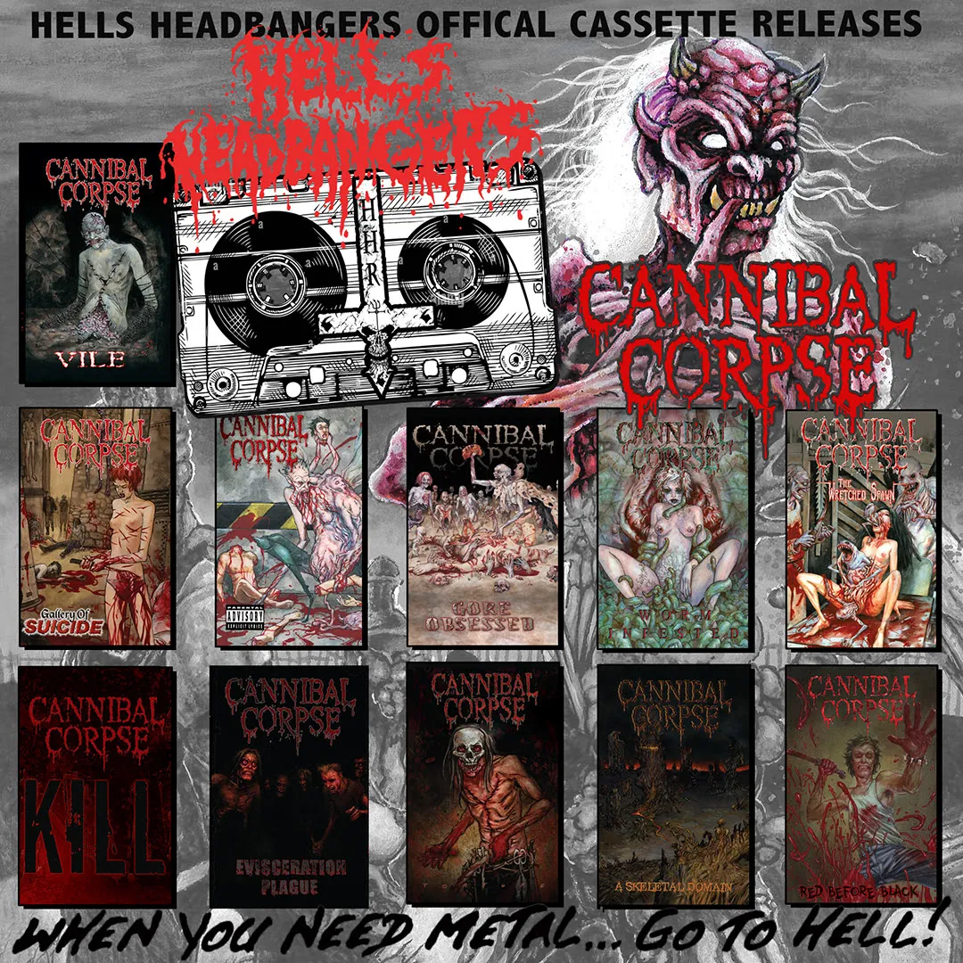 Cannibal Corpse: in cassetta 11 ristampe dell'era-Corpsegrinder