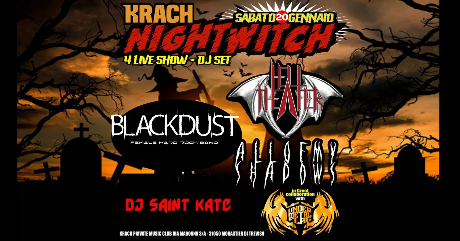NightWitch: tutti i dettagli della serata con Hell Theater e altre band, in provincia di Treviso