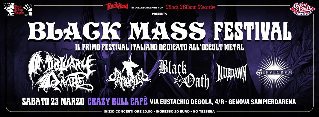 Black Mass Festival: il 23 marzo al Crazy Bull di Genova con Mortuary Drape, Caronte, Black Oath e altri