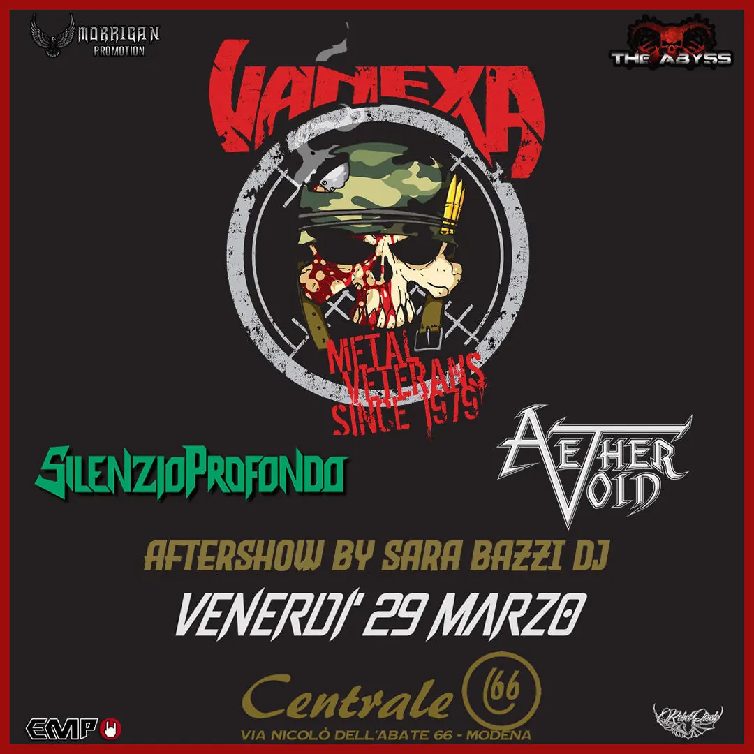 Vanexa: gli orari della serata al Centrale 66 di Modena con Silenzio Profondo e Aether Void