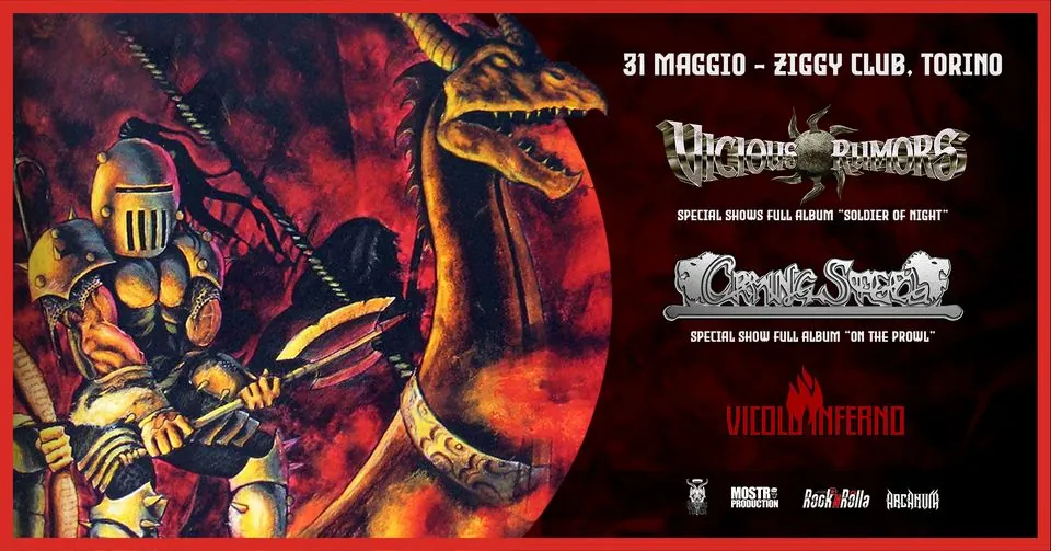 Vicious Rumors+Crying Steel: venerdì 31 maggio allo Ziggy Club di Torino