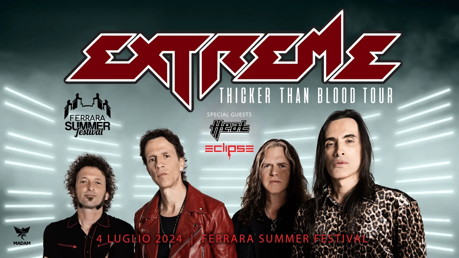 Live Report: Extreme + H.E.A.T. + Eclipse @ Ferrara Summer Festival, Ferrara 04/07/2024