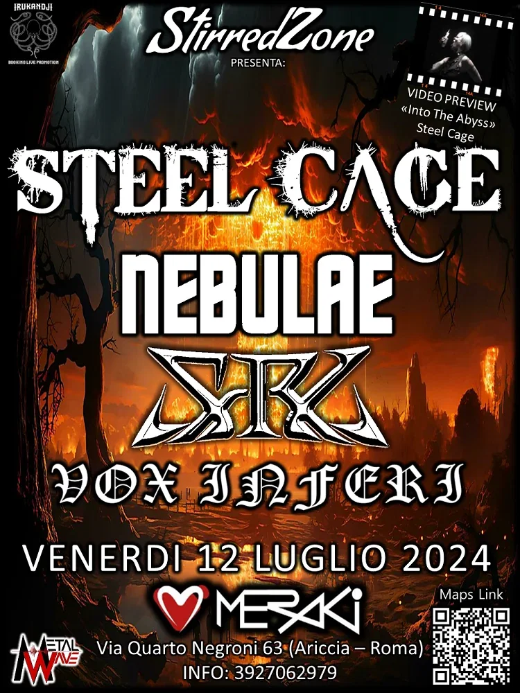 Steel Cage: live @ Meraki (Ariccia) il 12 luglio assieme a Nebulae, S.R.L. e Vox Inferi