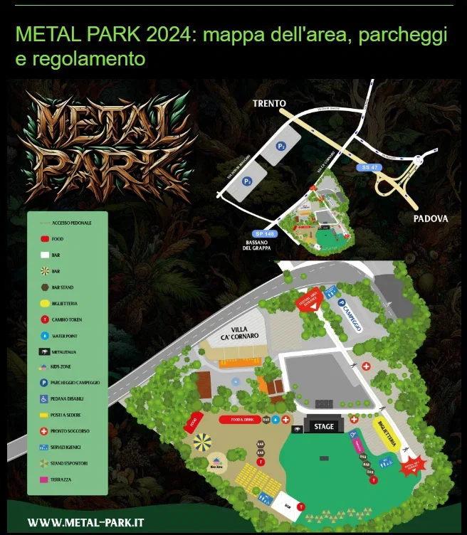 Metal Park 2024: mappa dell'area, parcheggi e regolamento