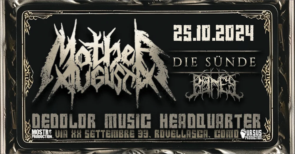 Mother Augusta: una data al Dedolor Music Headquarter con  Die Sünde e B⌀nes