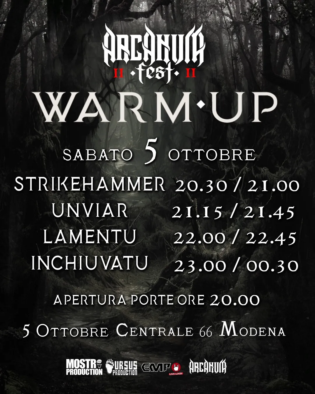 Arcanum Fest: gli orari del warm up