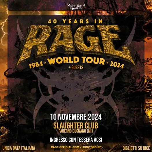 Rage: una data a Milano per il tour del 40° anniversario