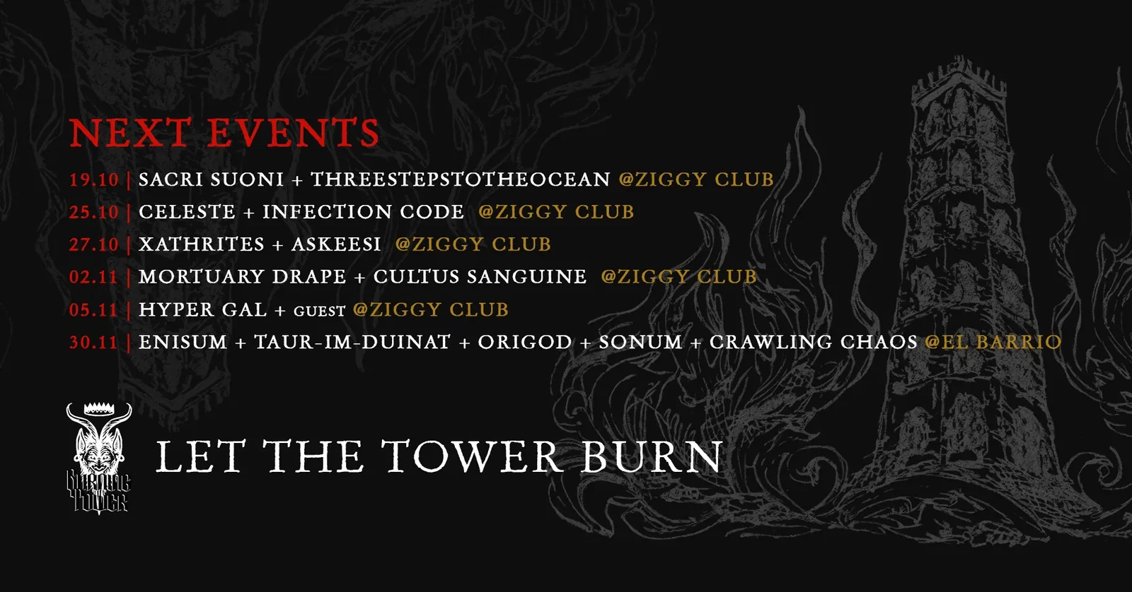 Burning Tower: ecco i prossimi concerti di novembre