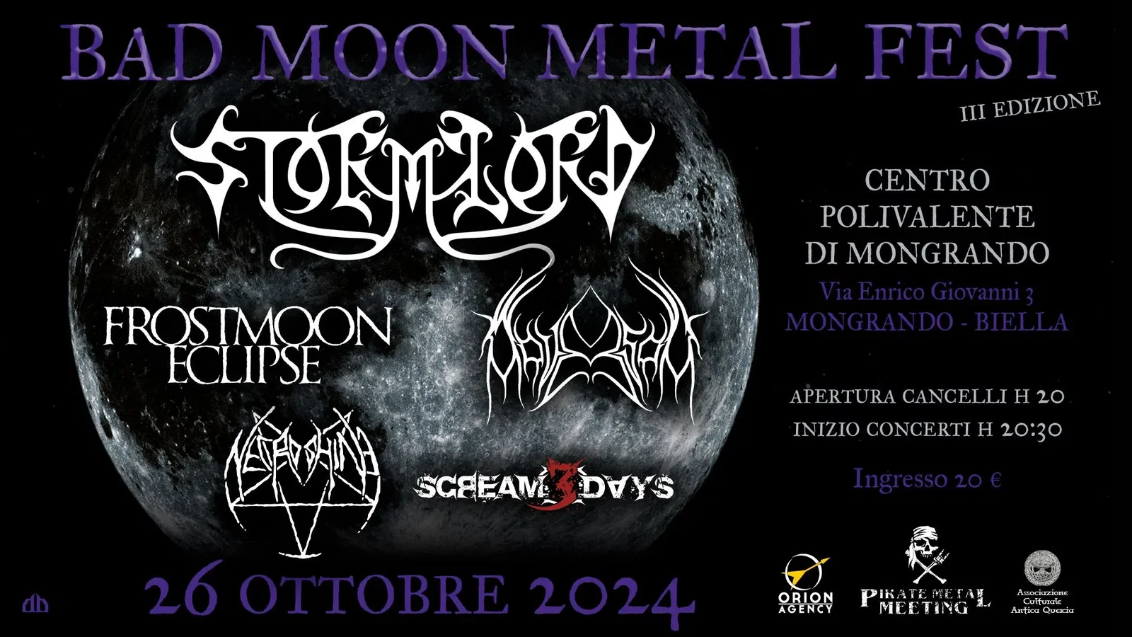 Bad Moon Metal Fest: orari e dettagli della terza edizione con Stormlord e Frostmoon Eclipse