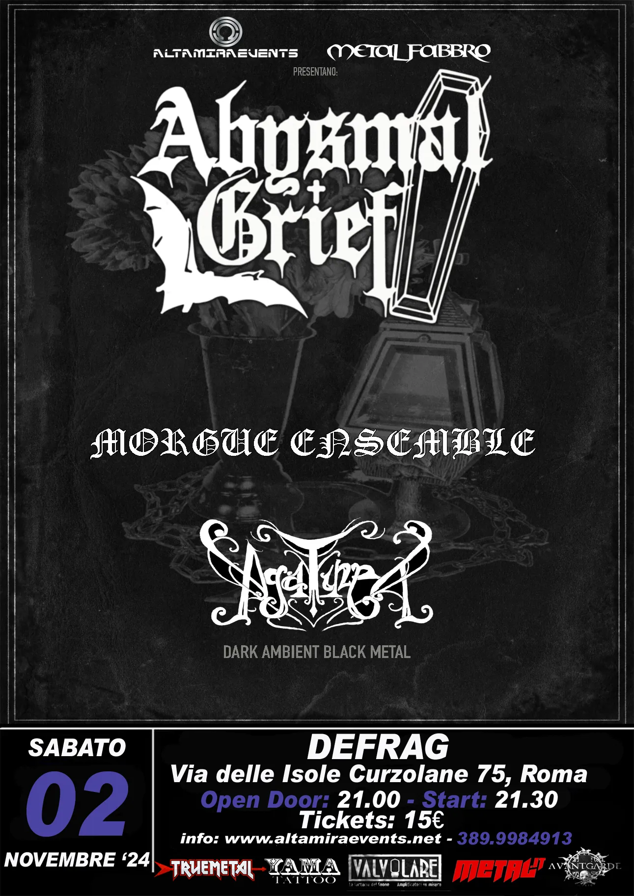 Abysmail Grief: la band doom metal @Defrag insieme a Morgue Ensemble e Agatunet