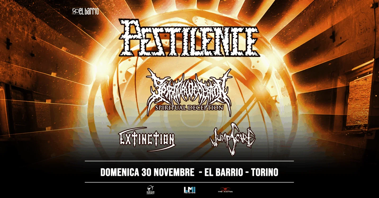 Pestilence: a novembre una data a Torino con Spiritual Deception, Extinction e Jumpscare