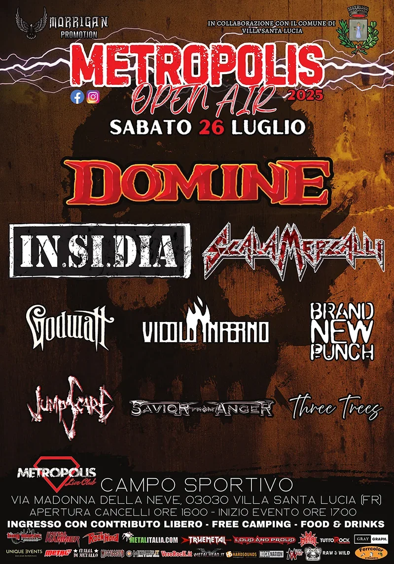 Metropolis Open Air - Metal Fest: il 29 luglio al Campo Sportivo di Villa Santa Lucia (FR)