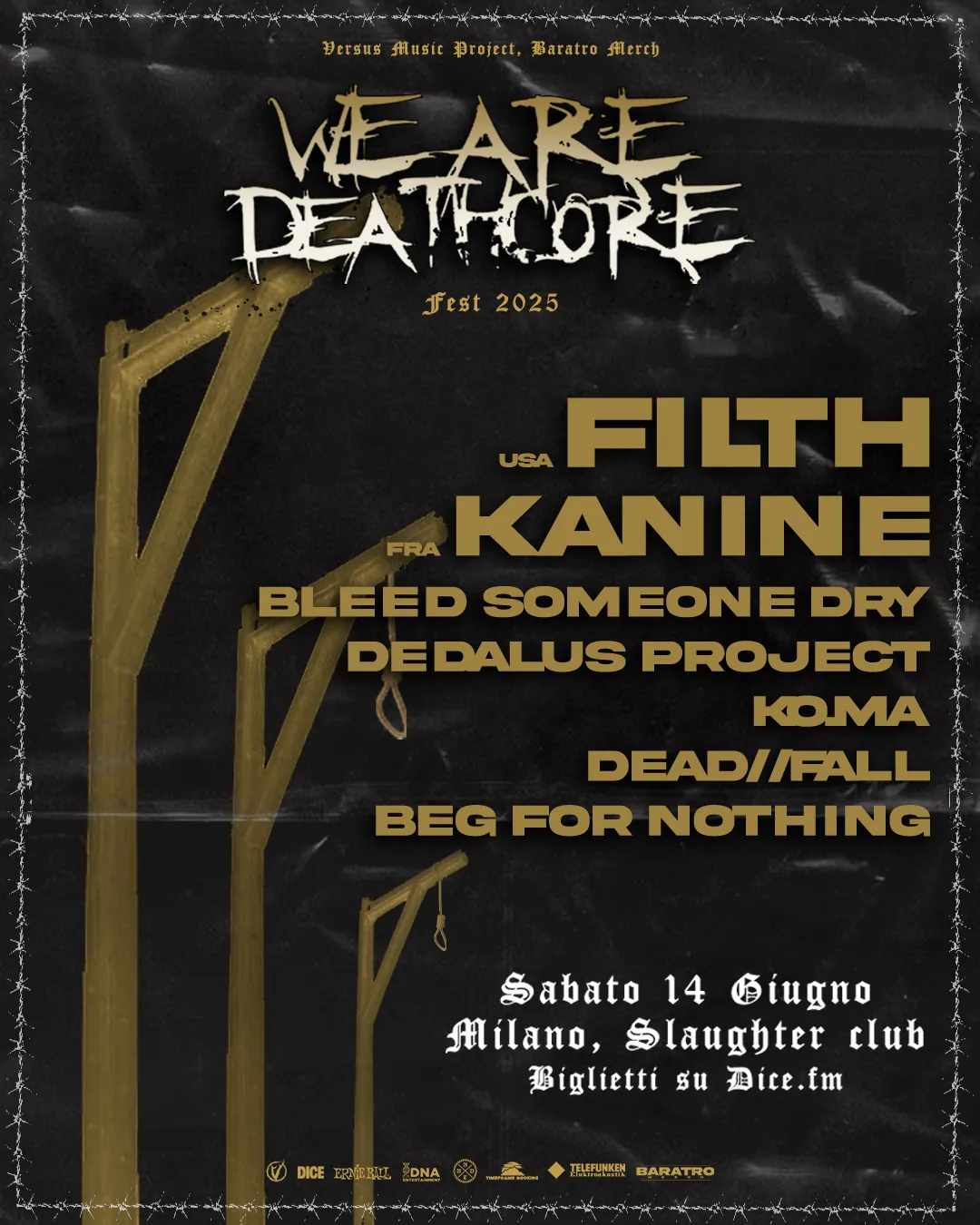 We Are Deathcore 2025: gli orari dell'evento milanese con Filth e Kanine
