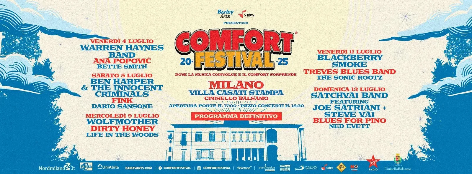 Comfort Festival: il 4, 5, 9, 11 e 13 luglio a Villa Casati Stampa (Cinisello Balsamo, MI)
