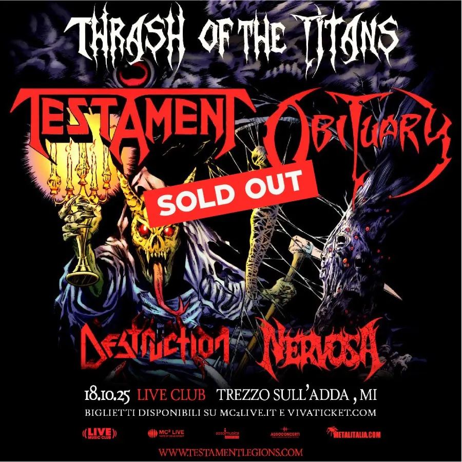 Testament: sold-out la data di Trezzo sull'Adda con gli Obituary