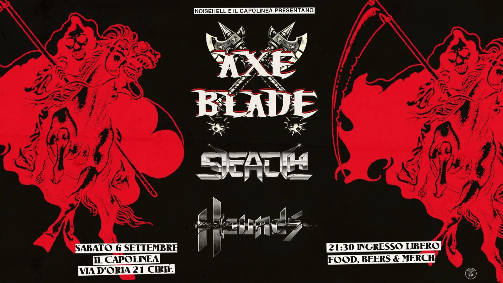 Live Report: Axeblade + Stealth + Hounds @ Capolinea, Ciriè (TO) - 06/09/2025