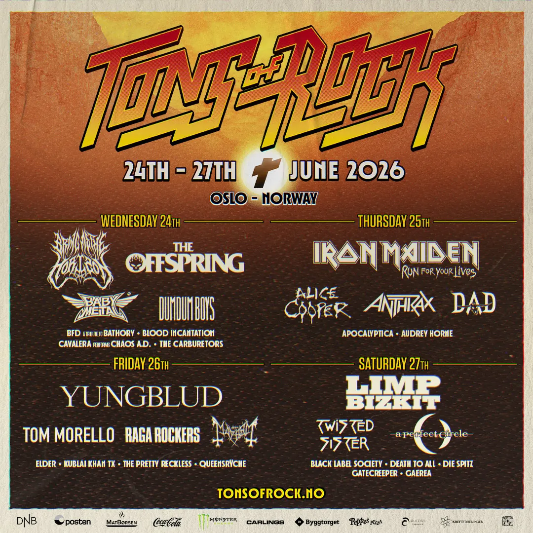 Tons Of Rock 2026: annunciate ulteriori band; The Offspring, Babymetal, Youngblud, A Perfect Circle e altri