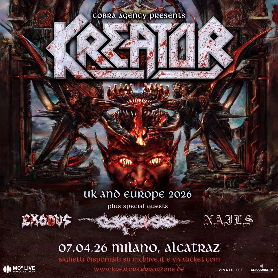 Kreator, Carcass, Exodus: gli orari della data di Milano
