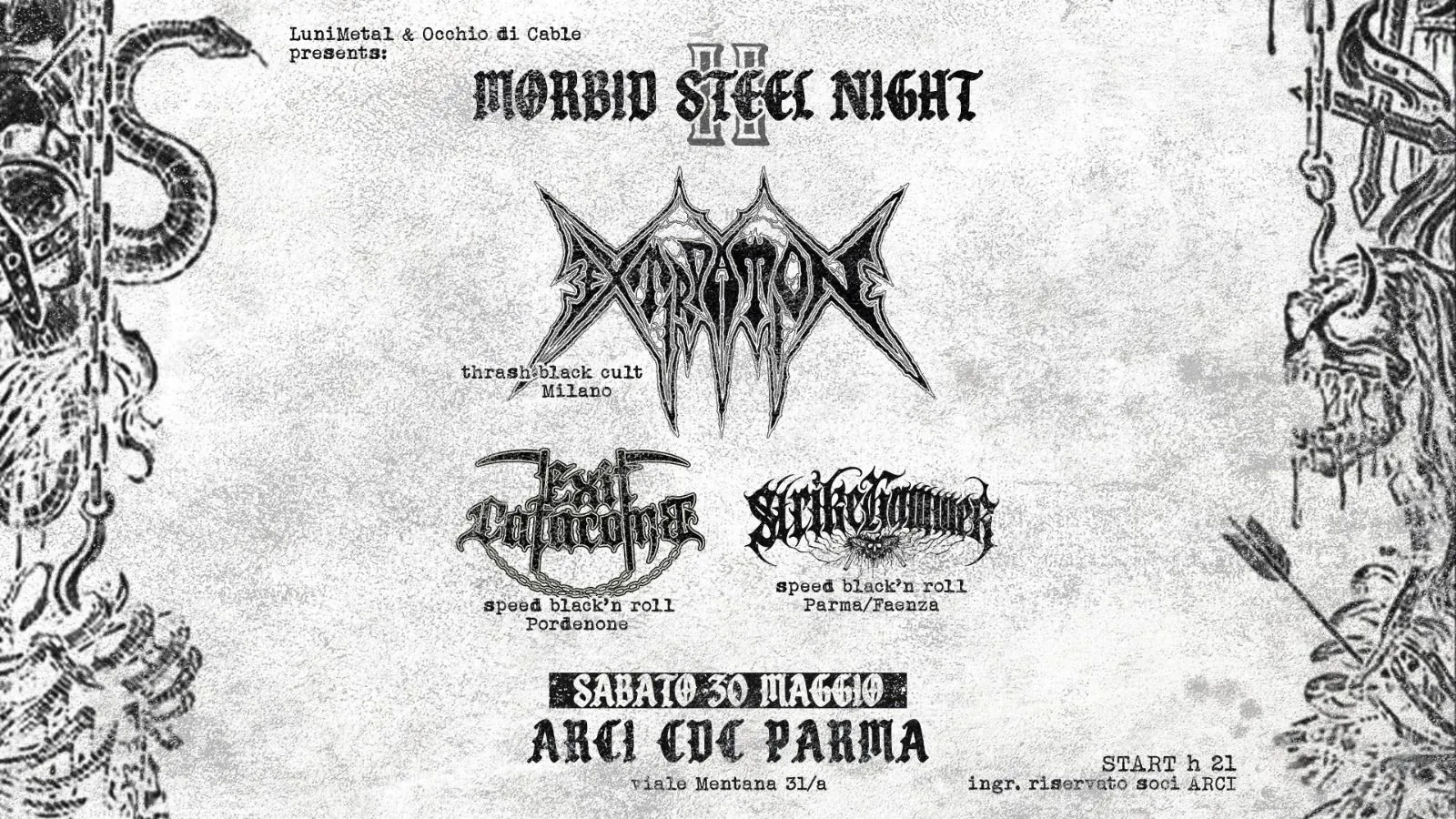 Morbid Steel Night II: il prossimo sabato all'ARCI CDC di Parma