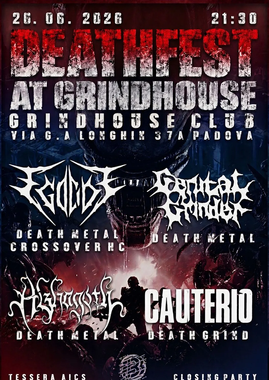 Deathfest At GrindHouse: il 26 giugno presso il GrindHouse Club di Padova