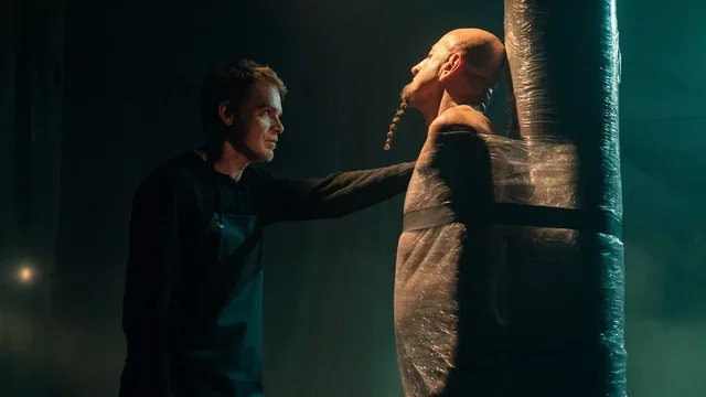 Michael C. Hall and Shavo Odadjian in Dexter: Resurrection, photo by Matt Infante/Paramount+