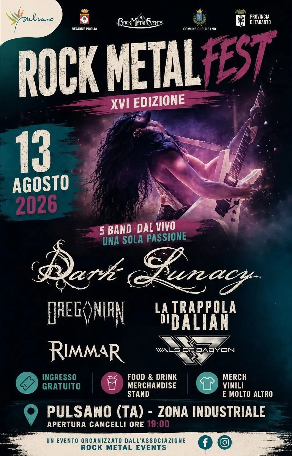 Live report: Rock Metal Fest, Pulsano (Ta), 13 agosto 2026