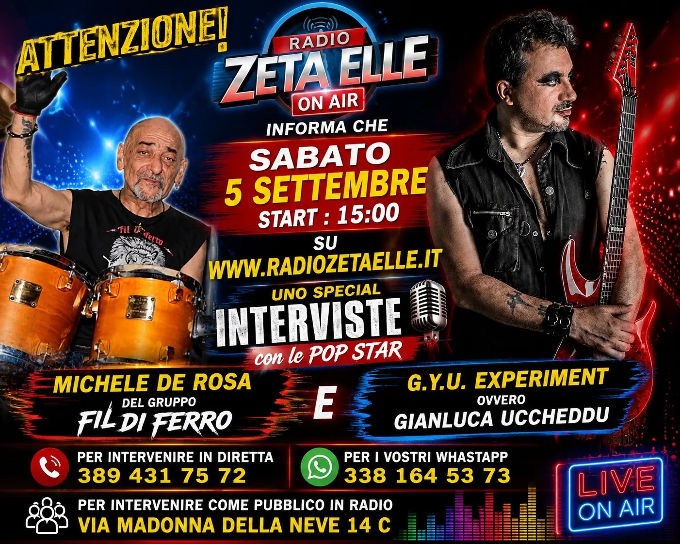 Fil di Ferro e Gianluca Uccheddu: in diretta su Radio Zeta Elle